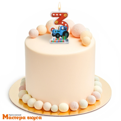 Свеча-цифра  С ДНЕМ РОЖДЕНИЯ мульт Синий трактор (8,5*5 см) - 3  © 