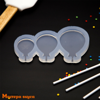 Форма для леденцов силиконовая ВОЗДУШНЫЙ ШАРИК, (3 ячейки) d 4,5,6 см