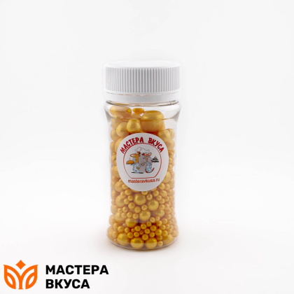 Посыпка Шарики зерновые Жемчуг микс №230 ЗОЛОТОЙ (d2-12мм), 50 г