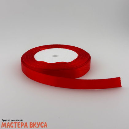 Лента атласная, КРАСНАЯ, 12мм, ~25м