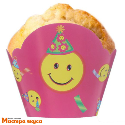 Капсула цветная для капкейков "Смайлик" , 12шт