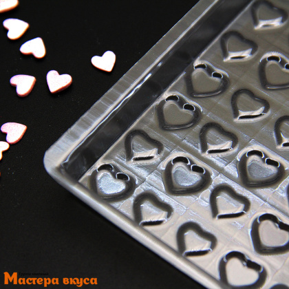 Форма для шоколада пластиковая, плитка СЕРДЦА, 165*95 мм 