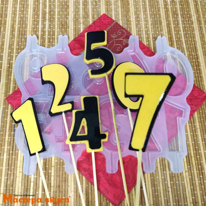 Форма для леденцов силиконовая ЦИФРЫ ГОТИКА, (10 ячеек) 6 см 