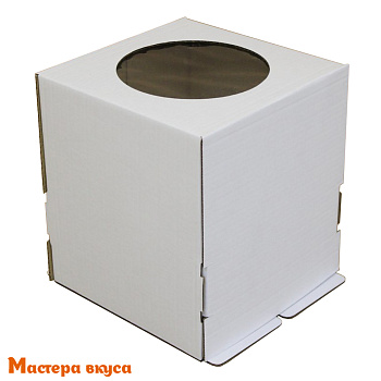 Короб для торта с окном 220*220*250 мм, белый (2-Д) АП