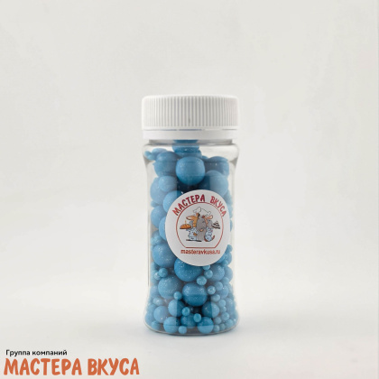 Посыпка Шарики зерновые Жемчуг микс №104 ГОЛУБОЙ (d2-12мм), 50 г  