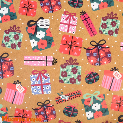 Бумага упаковочная  НГ "Яркие подарки", 50*70 см 