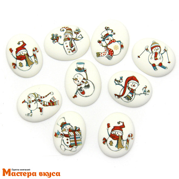 Сахарные медальоны  СНЕГОВИЧКИ, d-35*25мм 