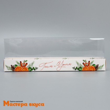 Упаковка для рулета с прозр. крышкой 262*97*80 мм , НГ (Тепла и уюта), 