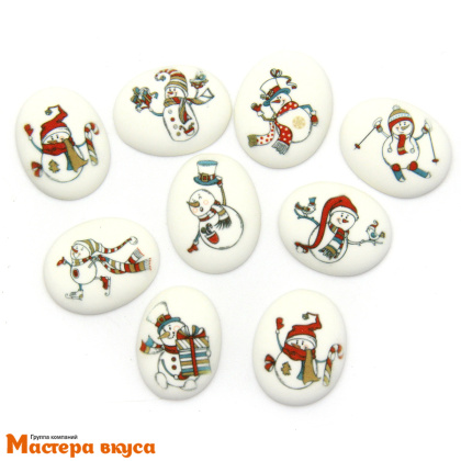 Сахарные медальоны  СНЕГОВИЧКИ, d-35*25мм 