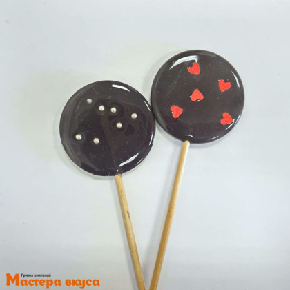 Карамель леденцовая на палочке ДИСК однотонный чёрный, d~5 см