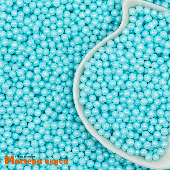 Посыпка Шарики сахарные Жемчуг ГОЛУБОЙ перламутр (4 мм), 50 гр