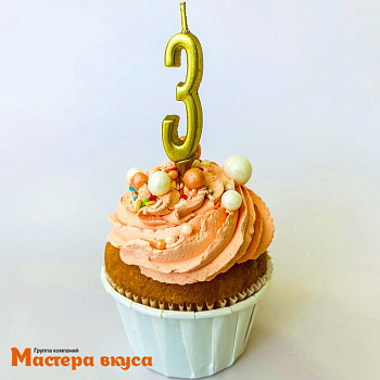 Свеча-цифра "МИНИ", золотая - 3  (h-4.5см)