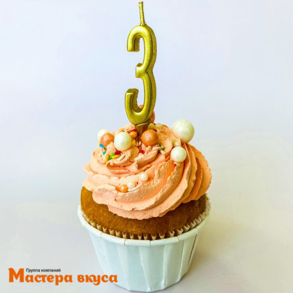 Свеча-цифра "МИНИ", золотая - 3  (h-4.5см)