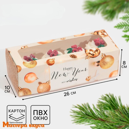 Упаковка для сладостей с окном 260*100*80 мм "Шары"