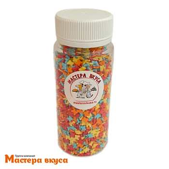 Посыпка БАБОЧКИ Голубые-Красные-Оранжевые-Желтые (мини), 75 гр
