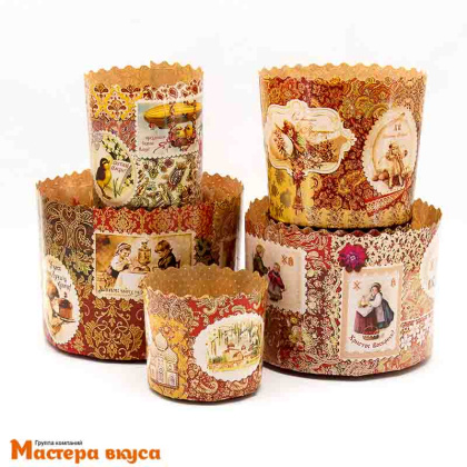 Форма бумажная для кулича (100г) d70*h60 мм РЕТРО