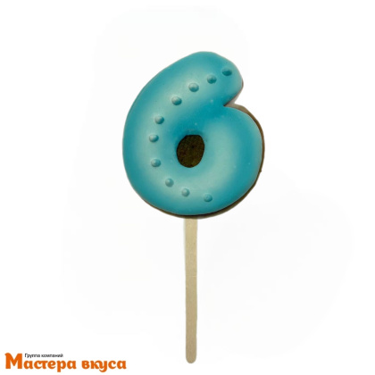 Топпер имбирный пряник-цифра, голубая - 6 