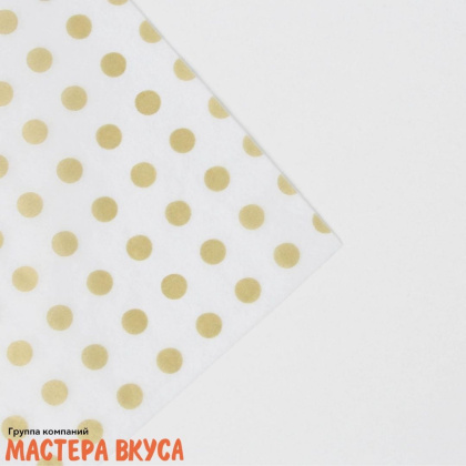 Бумага упаковочная тишью "Горох", золото, 50*66 см (упак 5 листов) 