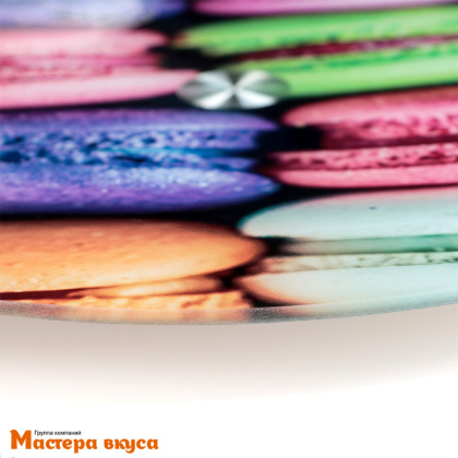 Подставка для торта вращающаяся, стекло, D-32 см, МАКАРУНЫ