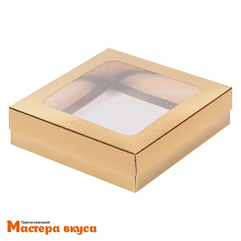 Упаковка для клубники в шоколаде 150*150*40 мм (золото) (2-д)