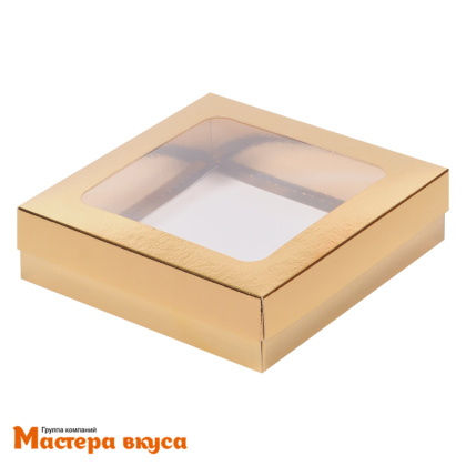 Упаковка для клубники в шоколаде 150*150*40 мм (золото) (2-д)