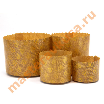 Форма бумажная для кулича (100г) d70*h60 мм ПРЕМИУМ Золотой цветок