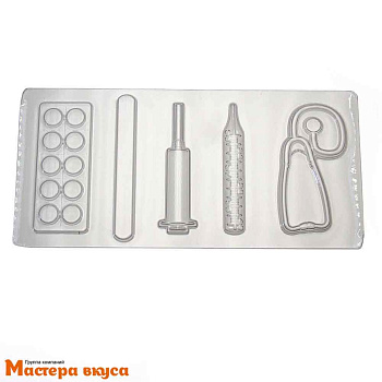 Форма для шоколада пластиковая ИНСТРУМЕНТЫ ДОКТОРА, 27*12,5 см, 5 фигур