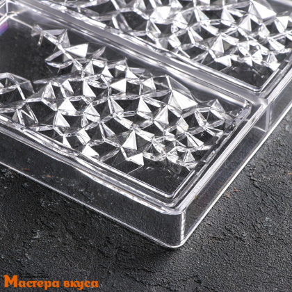 Форма для шоколада  прочный пластик ИНЕЙ плитка, (3 ячейки) 27,5*17,5*2,5 см