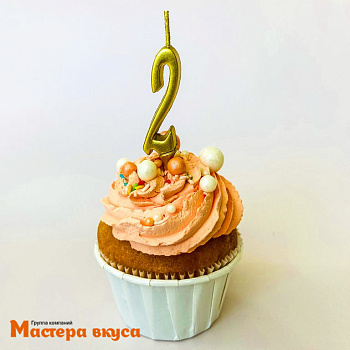 Свеча-цифра "МИНИ", золотая - 2  (h-4.5см)