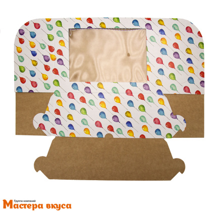 Коробка для  6 капкейков с окном, 250*170*100 мм (Шарики)