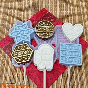 Форма для леденцов силиконовая ПОП-ИТ микс, (6 ячеек) 5-6,5 см