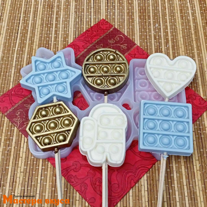 Форма для леденцов силиконовая ПОП-ИТ микс, (6 ячеек) 5-6,5 см