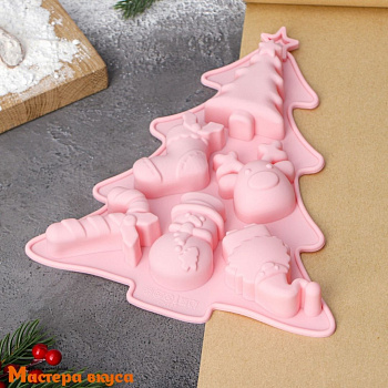 Форма силиконовая НОВОГОДНЕЕ НАСТРОЕНИЕ, (6 ячеек) 23*19*2,5 см 