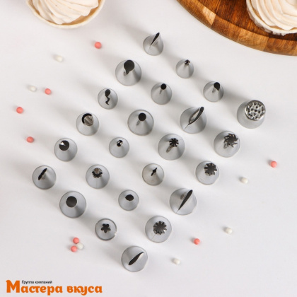 Набор кондитерских насадок (наконечников) для декорирования (24 шт), d-2 см