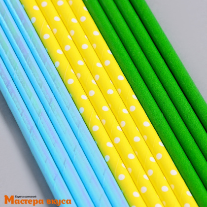 Трубочки бумажные, 20 см (упак 12 шт) разноцветные "Лето"