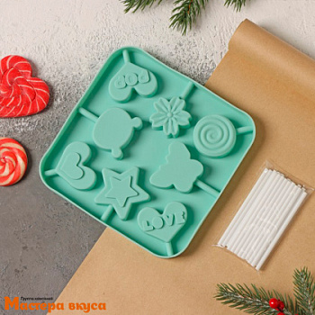 Форма для леденцов силиконовая СЛАДОСТЬ, (8 ячеек) 6*6 см