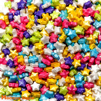 Посыпка 3D Звезды разноцветные 5мм, 50 гр