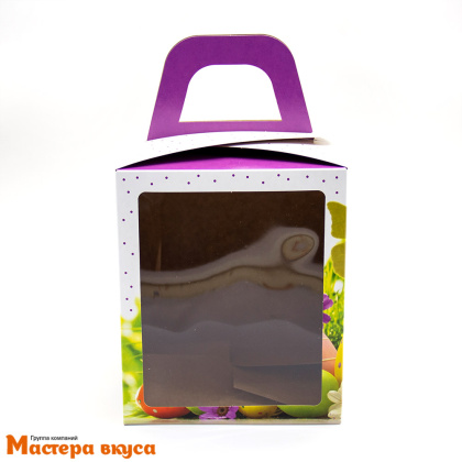 Коробка под кулич и пряничный домик с окном и ручкой, 15*15*18 см (Счастливой Пасхи)