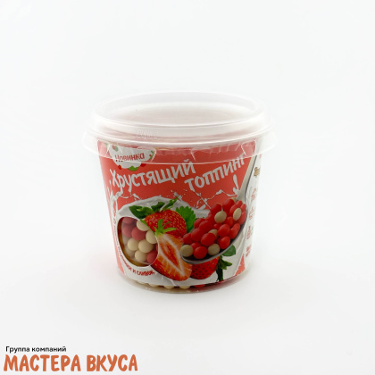 Злаки покрытые цветной глазурью, КЛУБНИКА СО СЛИВКАМИ, 80 гр 