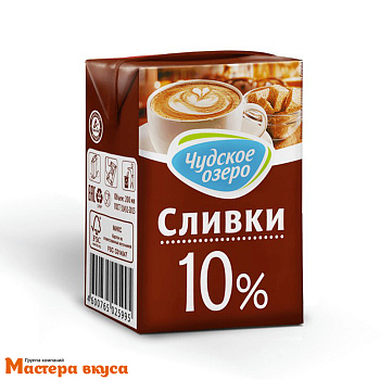 Сливки молочные 10% "Чудское озеро", 200 мл