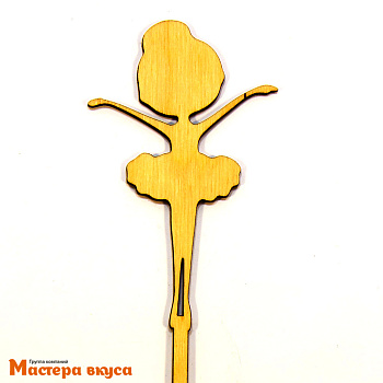 Топпер деревянный силуэт КУКОЛКА-БАЛЕРИНА, 6*24 см