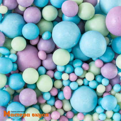Посыпка Шарики зерновые Матовые микс Голубой-Сиреневый-Изумруд, 50 гр