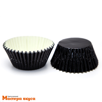 Капсула бумажная круглая, d-5см h-3,5см,  ЧЕРНАЯ металлик, (упак ~20 шт)