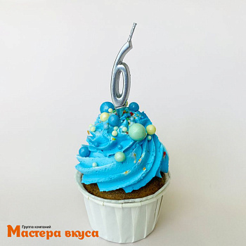Свеча-цифра "МИНИ", серебро - 6  (h-4.5см)