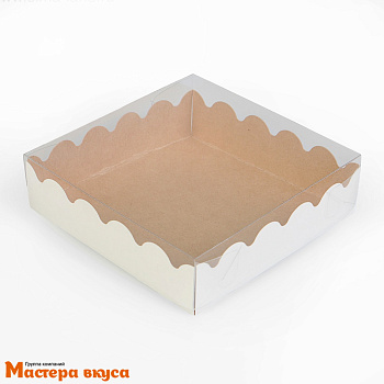 Упаковка для пряников и печенья с прозр. крышкой 120*120*30 мм, (крафт)