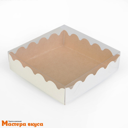 Упаковка для пряников и печенья с прозр. крышкой 120*120*30 мм, (крафт)