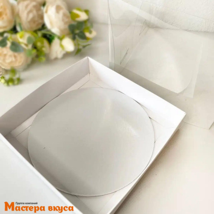 Коробка под бенто-торт ПРЕМИУМ с прозр.крышкой, 180*180*160 мм (белая)