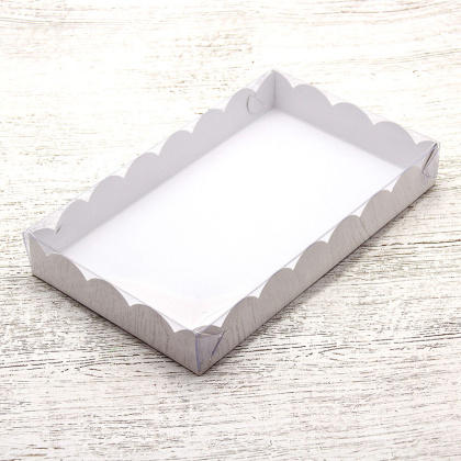 Упаковка для пряников и печенья с прозр. крышкой 250*150*35 мм (белая) (2-д)