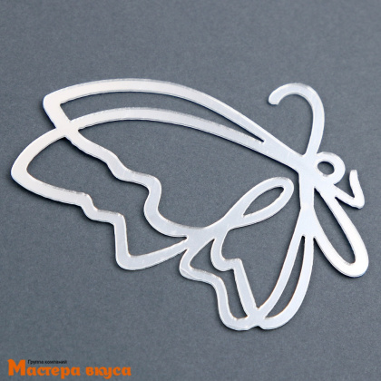 Зеркальное украшение БАБОЧКИ, вид сбоку, серебро/серебро, пластик (набор 3 шт) ~7*6 см