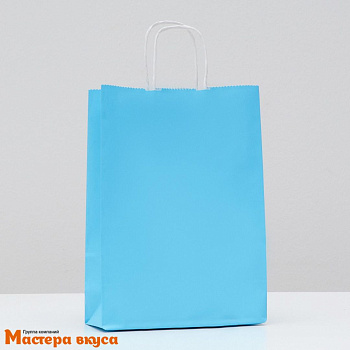 Пакет бумажный с ручками 180*80*250 мм, Голубой